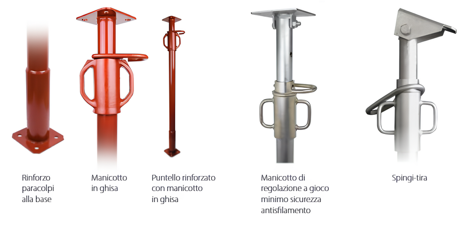 Puntello Pesante Rinforzato con Manicotto in Ghisa Accessori Ponteggio