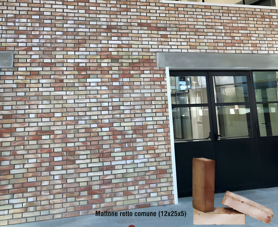 Mattone retto comune  (12 × 25 × 5 cm) in Cotto Fatto a Mano