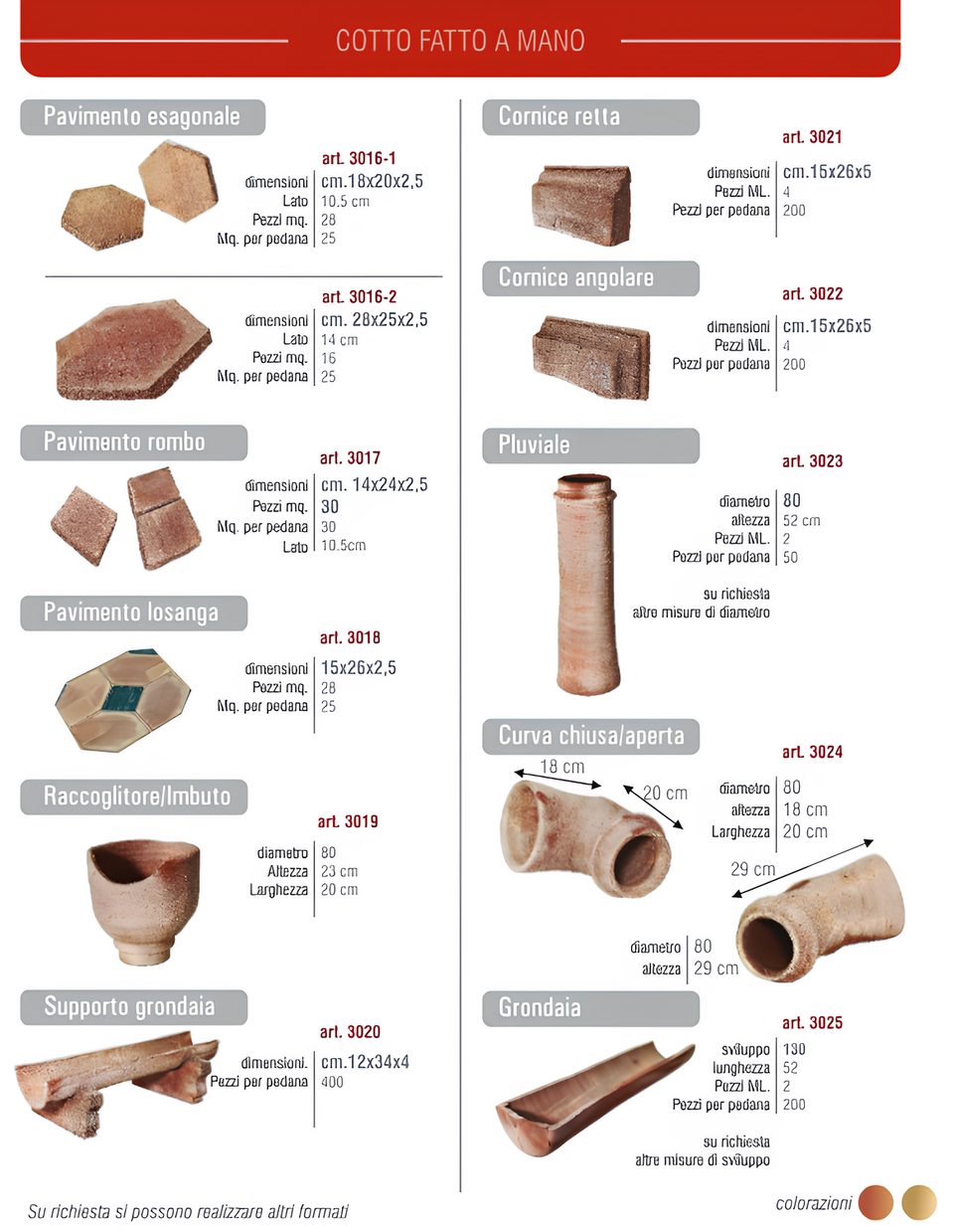 Serie cotto siciliano 3 in Cotto Fatto a Mano