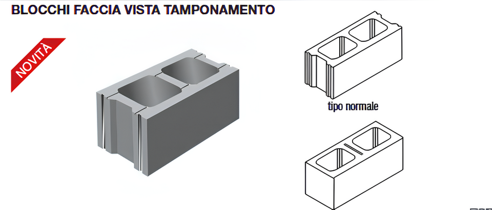 BLOCCHI FACCIA VISTA TAMPONAMENTO IN CLS VIBROCOMPRESSO IDROREPELLENTE