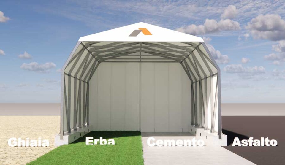 Copertura Industriale Amovibile e Riposizionabile AdriaBox Con varianti (larghezze 6, 8, 10 mt)