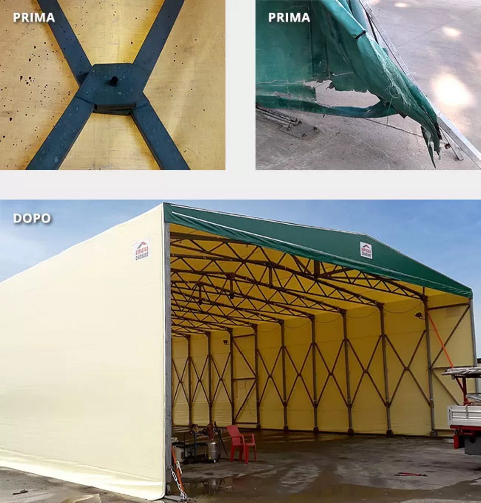 Ritelonatura Capannoni in Ferro – Sostituzione Telo PVC Adriatica Chiusure Servizio specializzato di ritelonatura