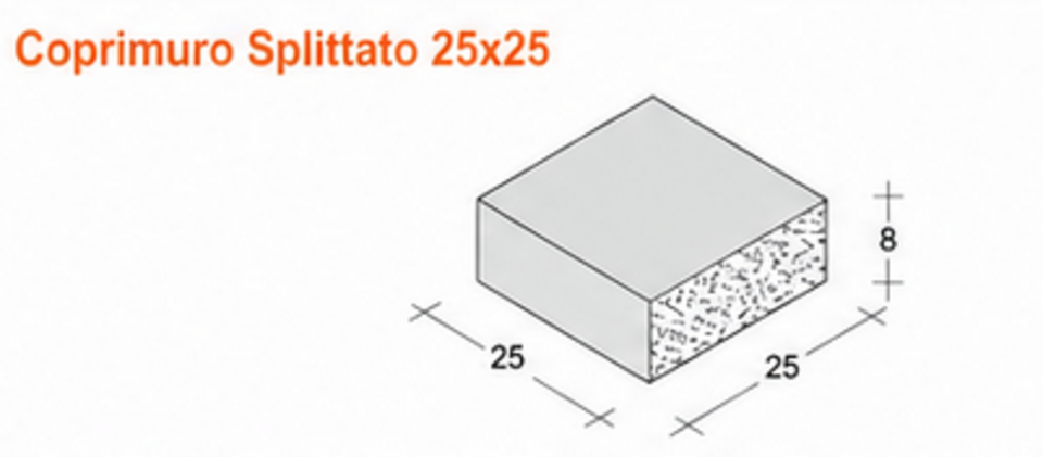 COPRIMURO SPLITTATO 25x25 Paviblok per rifinire muri e recinzioni moderne con effetto pietra naturale.