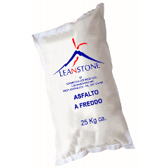 ASFALTO A FREDDO  LEANSTONE CONGLOMERATO BITUMINOSO A FREDDO pronto all'uso in sacchi da KG.25