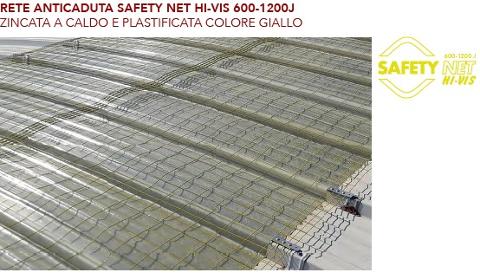 RETE ANTICADUTA SAFETY NET HI-VIS 600-1200J ZINCATA A CALDO E PLASTIFICATA COLORE GIALLO