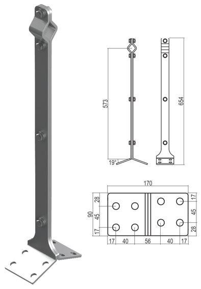 Palo intermedio doppia h 60 cm C.S.C.