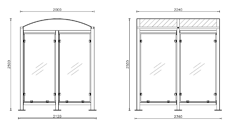 Pensilina Smoking space con parete frontale