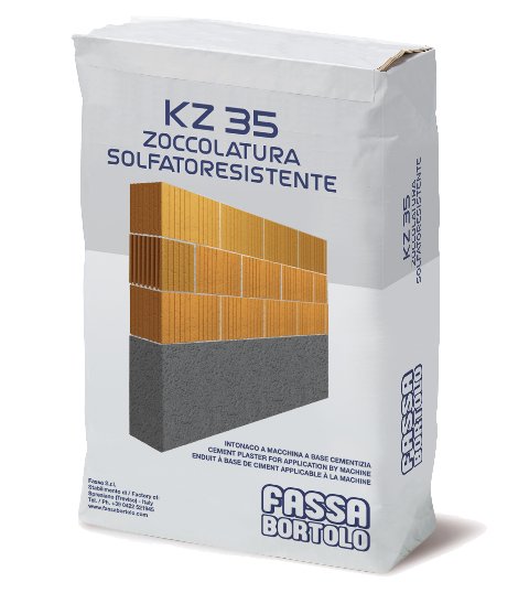 INTONACO DI FONDO CON IDROREPELLENTE FASSA BORTOLO KZ 35 ZOCCOLATURA SOLFATORESISTENTE