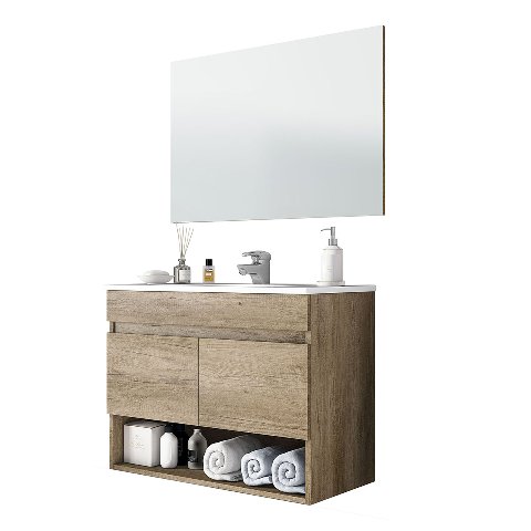 MOBILE BAGNO SOSPESO COMPLETO LEANZA CERAMICHE COTTON NORDIK 80