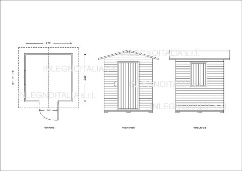 CASETTA PORTA ATTREZZI IN LEGNO MOD. MT. 2,00 X 2,00