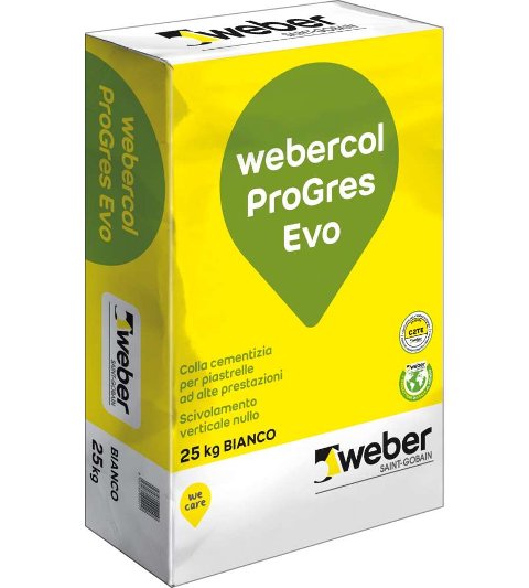 ADESIVO CEMENTIZIO BIANCO DA 25 KG WEBER - SAINT GOBAIN - WEBERCOL PROGRES EVO