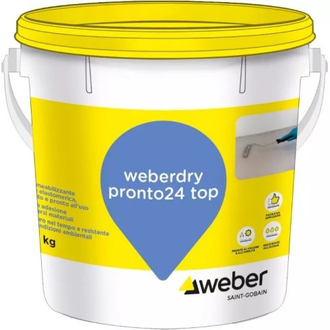 GUAINA LIQUIDA IMPERMEABILIZZANTE DA 20 KG WEBER - SAINT GOBAIN - WEBERDRY PRONTO24 TOP GRIGIO/ROSSO