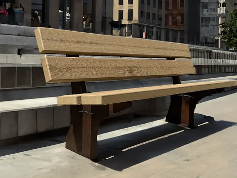 PANCHINA PER ARREDO URBANO CON DOGHE IN WPC SIGNOR VERDE MOD. KEYLA
