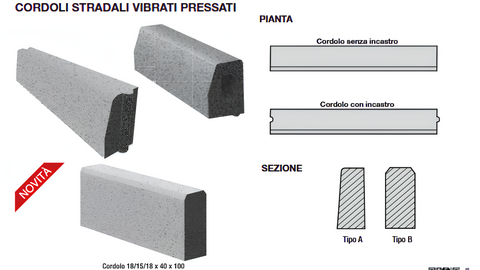 CORDOLI STRADALI IN CLS VIBROCOMPRESSO