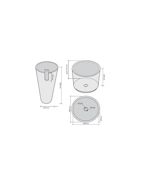 Lavabo Conico Nero in marmo lavorato Imso Ceramiche ISLACONNE