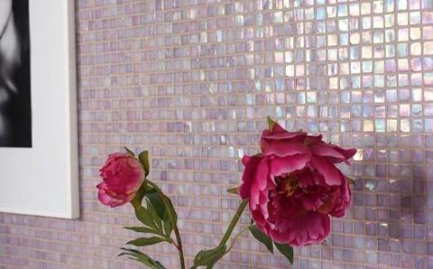 Mosaico pasta di vetro foglio 30x30 Stone & Glass Iridium Rosa