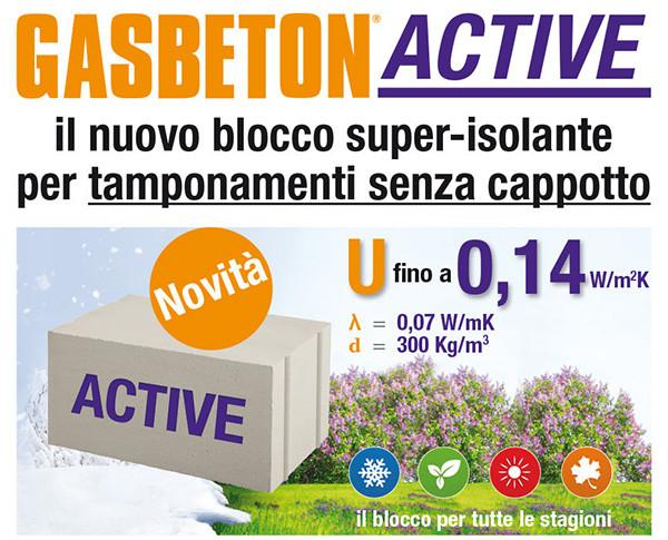 ACTIVE, il nuovo blocco super-isolante per tamponamenti senza cappotto. Gasbeton